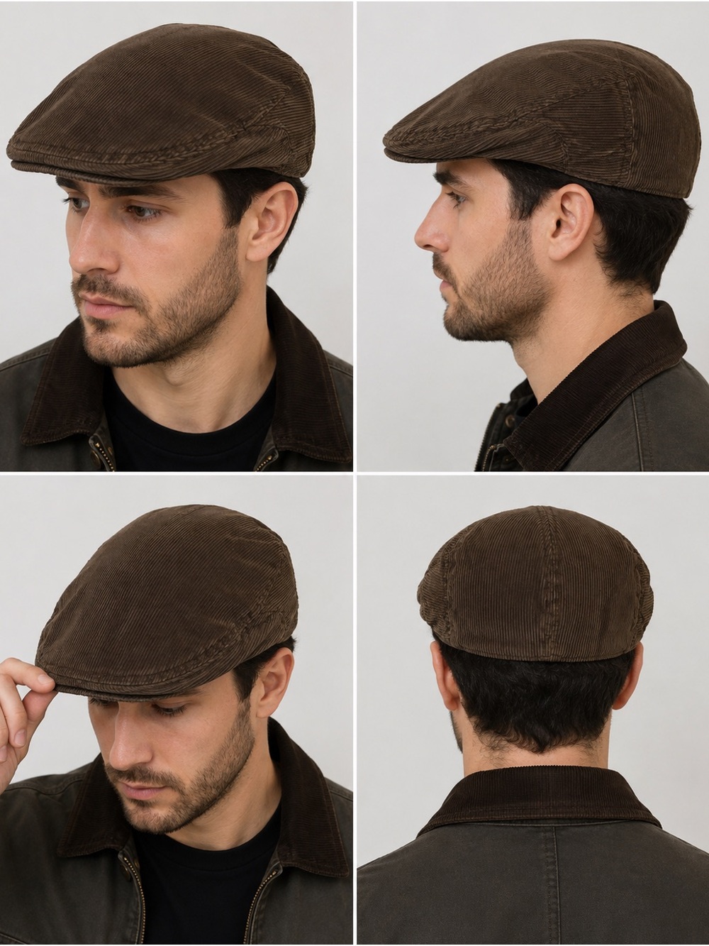Kangol Brown Corduroy Ivy Flat Cap Newsboy Driver Hat L/XL Adult